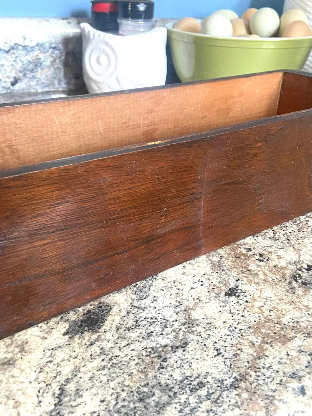 Vintage Wooden Two-Drawer Treadle Sewing Machine Organizer